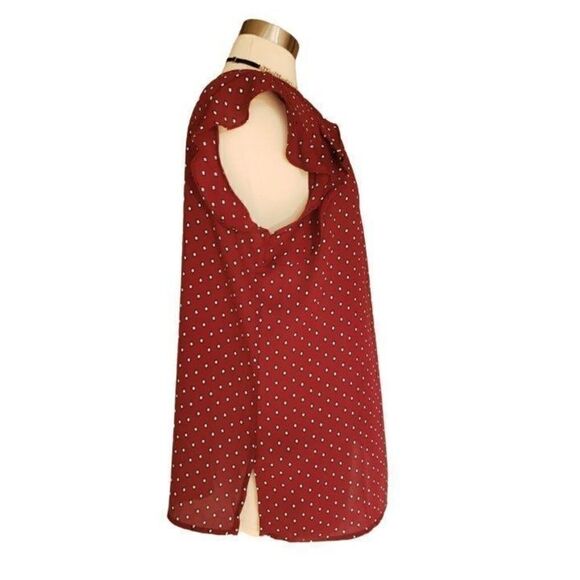 Women's Short Sleeve Round Neck Chiffon Pleated Blouse Maroon Large NWOT - Picture 3 of 7